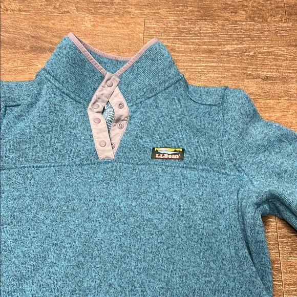 LL Bean Blue Heathered Fleece Pullover - Picture 2 of 6